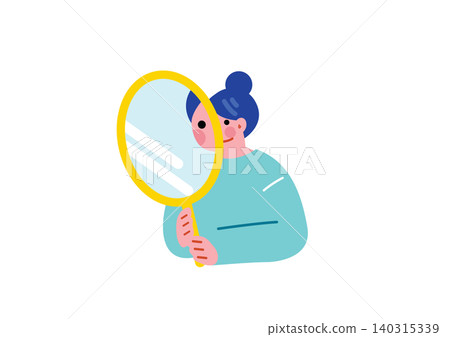 一幅描繪一位女士用放大鏡觀察某物的插圖。 一幅描繪一位女士用放大鏡觀察某物的插圖。 140315339