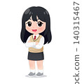 Cute Korean High School Girl Student Cartoon Character 140315467