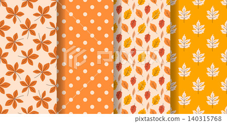 Autumn colorful leaf set of seamless patterns Autumn colorful leaf set of seamless patterns 140315768