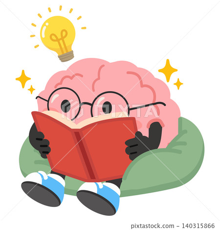 Cute Brain Character Reading a Book Carefully Cute Brain Character Reading a Book Carefully 140315866
