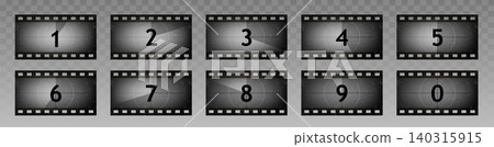 Vintage movie countdown timer on cinema screen 140315915
