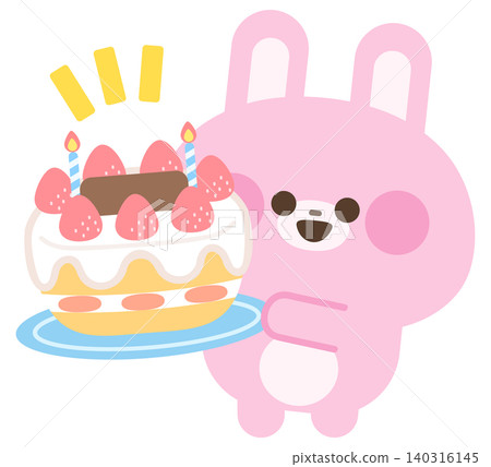 一隻兔子抱著生日蛋糕 一隻兔子抱著生日蛋糕 140316145