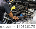 Automotive mechanics working in a car repair shop: Vehicle inspection and maintenance 140316175