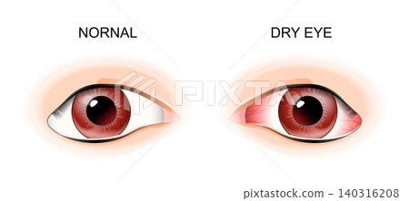 Dry eye syndrome. Anatomy Infographic. Tear film deficiency. Cornea irritation. Ophthalmology 140316208