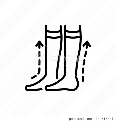Compression stockings thin line icon. Orthopedic equipment for blood vessel disease. Vector illustration. 140316271