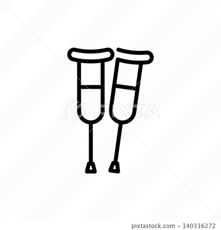 Crutches thin line icon. Equipment for rehabilitation. Vector illustration. Crutches thin line icon. Equipment for rehabilitation. Vector illustration. 140316272