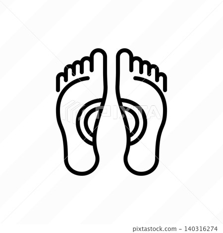 Flat foot thin line icon. Vector illustration of foot deformation. Flat foot thin line icon. Vector illustration of foot deformation. 140316274