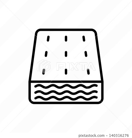 Orthopedic mattress thin line icon. Bed with spine support for healthy sleep and back pain relief. Ergonomic foam. Vector illustration. Orthopedic mattress thin line icon. Bed with spine support for healthy sleep and back pain relief. Ergonomic foam. Vector illustration. 140316276