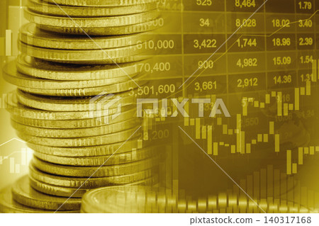 Stock market investment trading financial, coin and South Africa flag , finance business trend data. Stock market investment trading financial, coin and South Africa flag , finance business trend data. 140317168