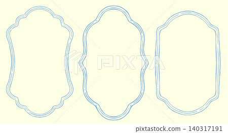Set of vector rectangular frame with jagged, vibrant hand-drawn lines. Line drawing of a vintage blue frame with rounded and patterned edges. Illustration for invitations, booklets, and postcards. Set of vector rectangular frame with jagged, vibrant hand-drawn lines. Line drawing of a vintage blue frame with rounded and patterned edges. Illustration for invitations, booklets, and postcards. 140317191