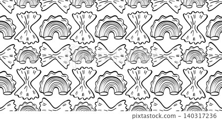 Pattern doodle background for farfalle bg spaghetti and seamless penne pasta. Vector outline flat for noodles gnocchi art and raw minimal line. Rotini pizza shapes for border drawn wave. Pattern doodle background for farfalle bg spaghetti and seamless penne pasta. Vector outline flat for noodles gnocchi art and raw minimal line. Rotini pizza shapes for border drawn wave. 140317236