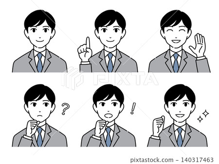 A set of illustrations of women in suits with various expressions and poses (1) A set of illustrations of women in suits with various expressions and poses (1) 140317463