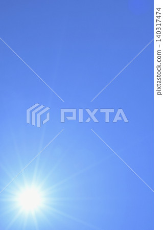 Blue sky and sun, direct sunlight, free space image (fixed shot) 140317474
