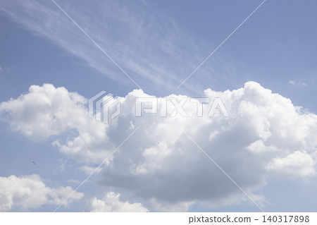 Fluffy White Clouds in Blue Sky, Beautiful Cloudscape Background. 140317898