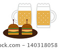 A fast food set of hamburger and beer. 140318058