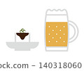 Illustration of Japanese-style snacks: beer and chilled tofu. 140318060