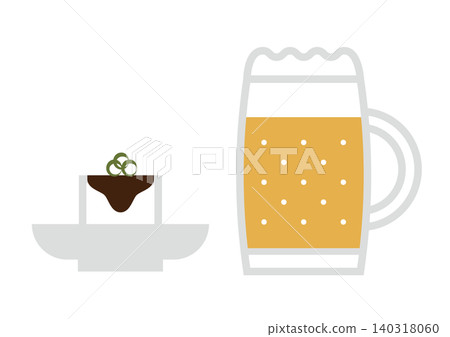 Illustration of Japanese-style snacks: beer and chilled tofu. Illustration of Japanese-style snacks: beer and chilled tofu. 140318060
