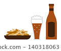 Illustration of beer and french fries as snacks 140318063