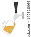 An illustration of pouring beer from a beer tap into a mug. 140318066