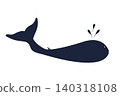 Cute Whale Silhouette Cartoon Character Vector Illustration 140318108