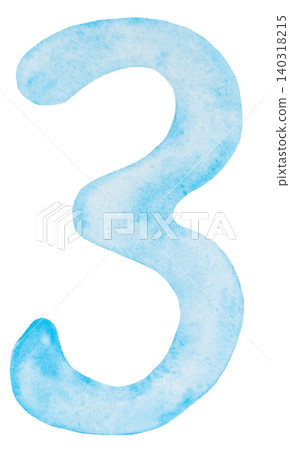 Watercolor sky blue number 3, pastel element, isolated illustration for monthly milestone cards Watercolor sky blue number 3, pastel element, isolated illustration for monthly milestone cards 140318215