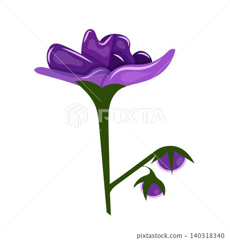 A vibrant purple African violet with delicate petals and deep purple hues, depicted on a white background. A vibrant purple African violet with delicate petals and deep purple hues, depicted on a white background. 140318340
