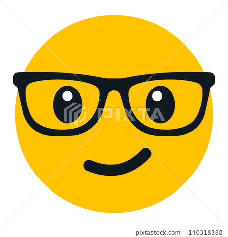 Cool smiley face with glasses video, yellow happy reaction symbol with black eyewear, friendly confident expression for social media, chat, app, sticker, digital content and online message design Cool smiley face with glasses video, yellow happy reaction symbol with black eyewear, friendly confident expression for social media, chat, app, sticker, digital content and online message design 140318388