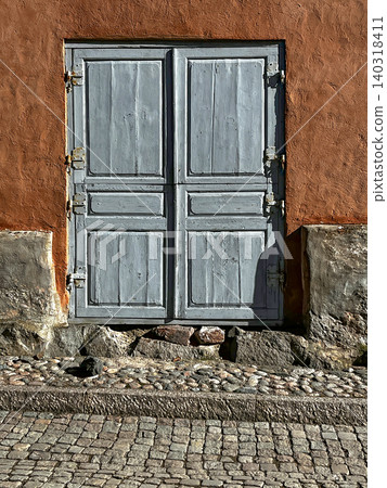 Wooden Timeworn Door of Entrance to Old House. Wooden Timeworn Door of Entrance to Old House. 140318411