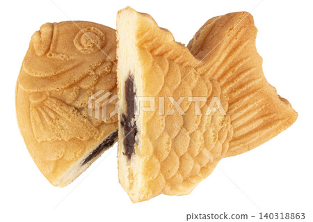 taiyaki with red bean paste isolated on white background 140318863