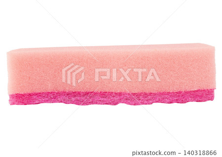 Pink dishwashing sponge isolated on a white background Pink dishwashing sponge isolated on a white background 140318866