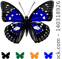 A beautiful illustration of the Japanese national butterfly, the Great Purple Emperor (Sasakia charonda), with an icon placed on a white background. 140318926