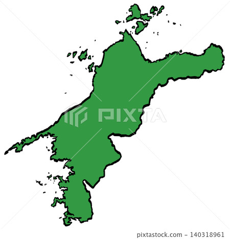 Illustration of a map of Ehime Prefecture (green/brushstroke style) Japanese style Illustration of a map of Ehime Prefecture (green/brushstroke style) Japanese style 140318961