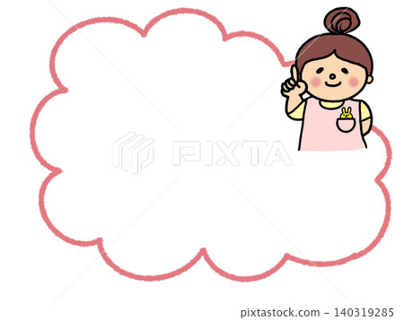 Simple, cute illustration frame of a pointing finger and apron; suitable for announcements, notices, copy space, and materials. 140319285