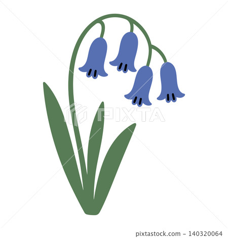 Bluebell flower flat vector illustration for greeting card and stationery Bluebell flower flat vector illustration for greeting card and stationery 140320064