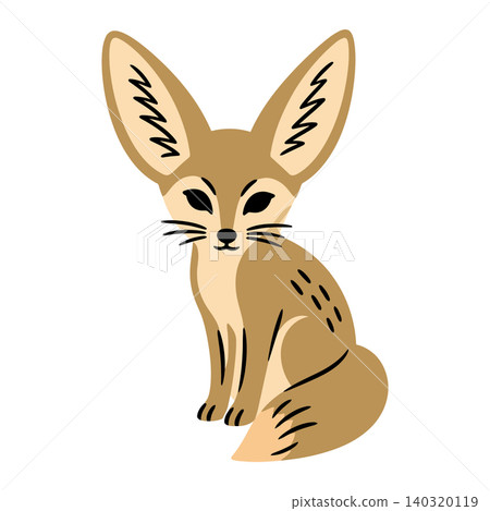 Fennec Fox Vector Illustration in Flat Style for Wildlife and Educational Materials Fennec Fox Vector Illustration in Flat Style for Wildlife and Educational Materials 140320119
