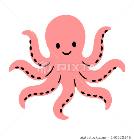 Smiling octopus cartoon character in flat vector style for kids illustration and sticker Smiling octopus cartoon character in flat vector style for kids illustration and sticker 140320146