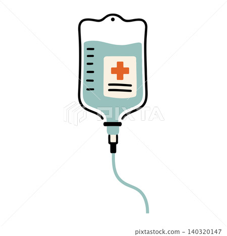 IV bag with red cross medical illustration in flat vector style for healthcare and medical design IV bag with red cross medical illustration in flat vector style for healthcare and medical design 140320147
