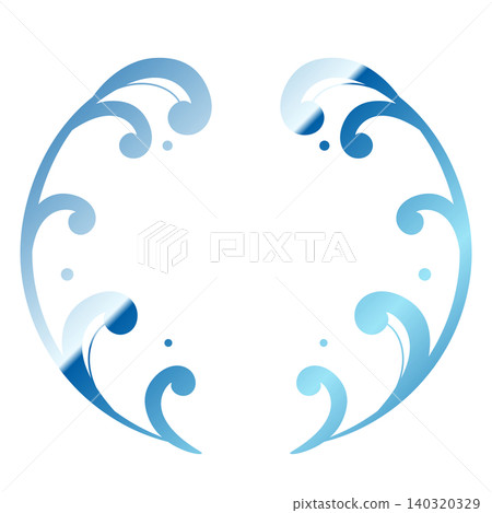 A luxurious wave-patterned frame in blue. A luxurious wave-patterned frame in blue. 140320329