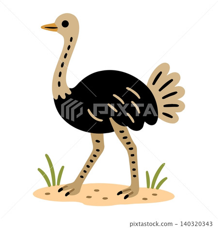 Ostrich cartoon illustration in flat vector style for wildlife and educational materials Ostrich cartoon illustration in flat vector style for wildlife and educational materials 140320343