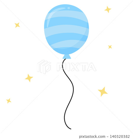 Cute pastel ocean blue striped balloon vector illustration 140320382