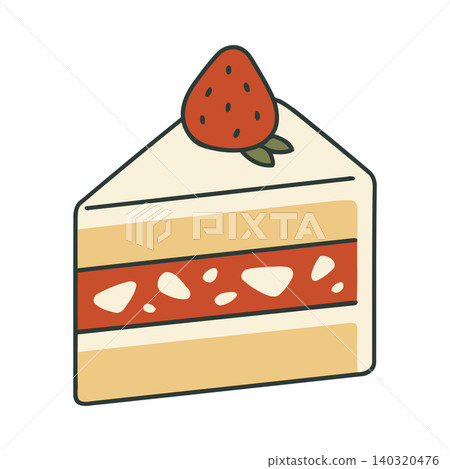 Strawberry shortcake slice in cartoon flat vector style for food illustration and dessert menu Strawberry shortcake slice in cartoon flat vector style for food illustration and dessert menu 140320476