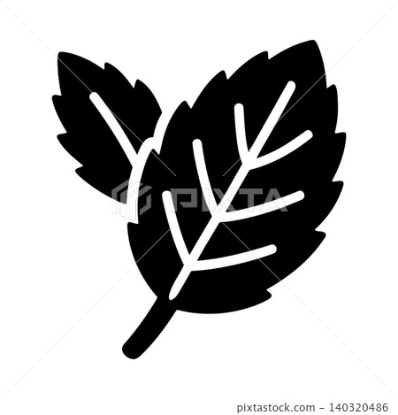 Black leaf illustration in flat vector style for nature and botanical designs 140320486