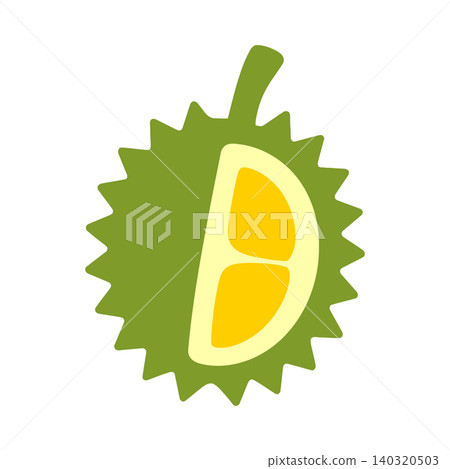 Durian fruit illustration in flat vector style for food branding and packaging 140320503