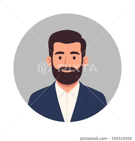 Smiling businessman with beard in flat vector style for corporate branding Smiling businessman with beard in flat vector style for corporate branding 140320508