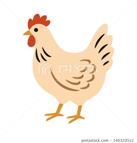 Cartoon chicken in flat vector style for farm animal illustrations Cartoon chicken in flat vector style for farm animal illustrations 140320522
