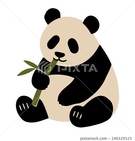 Panda bear eating bamboo in minimalist flat vector style for wildlife illustration and educational Panda bear eating bamboo in minimalist flat vector style for wildlife illustration and educational 140320525
