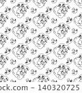 Scrambled eggs with mushrooms in doodle style. Seamless pattern.  140320725