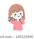 一幅女孩用餐的插畫。 140320896