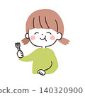 一幅女孩用餐的插畫。 140320900