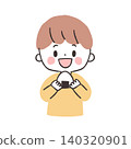 一個男孩吃飯糰的插圖 140320901
